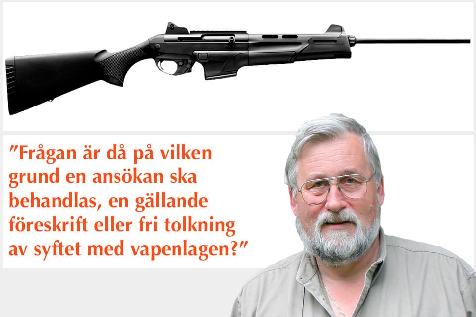 Christer Holmgren kritiserar Polismyndighetens hanterande av jaktvapenlicenser för Benelli MR1, den halvautomatiska studsare som är avbildad ovan.
