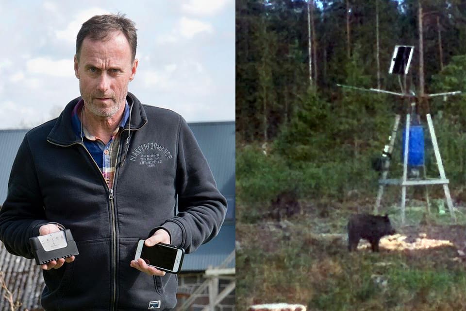 Carl Pfeiff har uppfunnit ett modernt övervakningssystem av vildsvinsåtlar.