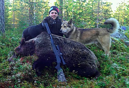 Niklas Fribergs tredje björn för i år blev en 115 kilo tung björn.