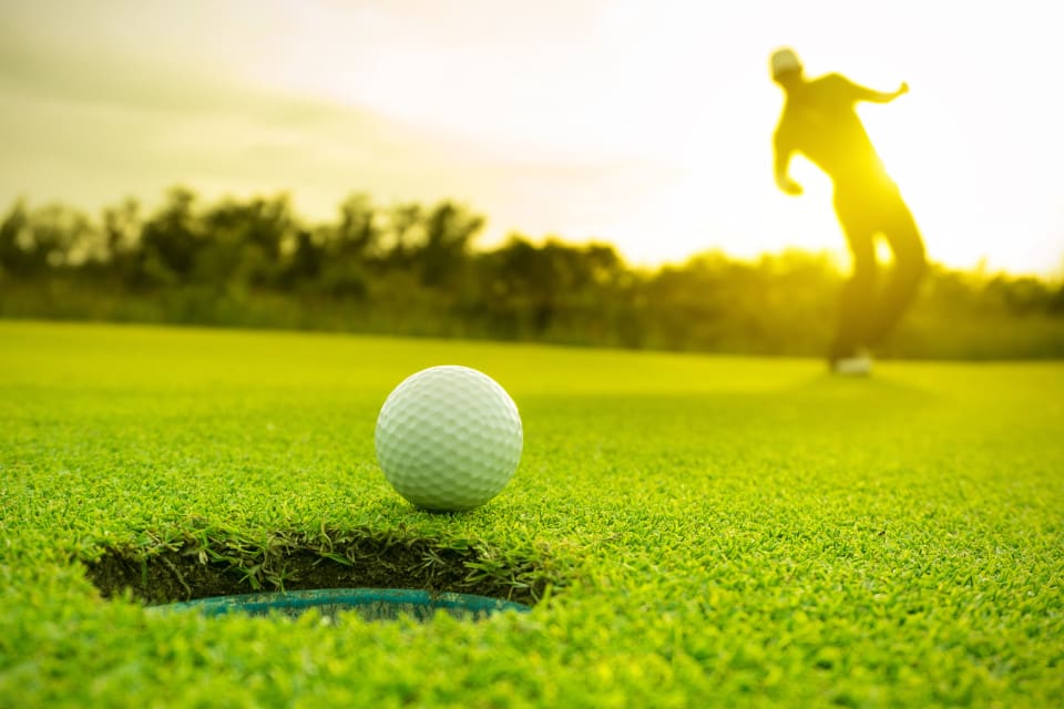 Skytten märkte inte att en av kulorna som gick igenom måltavlan träffade en golfspelare i handen.