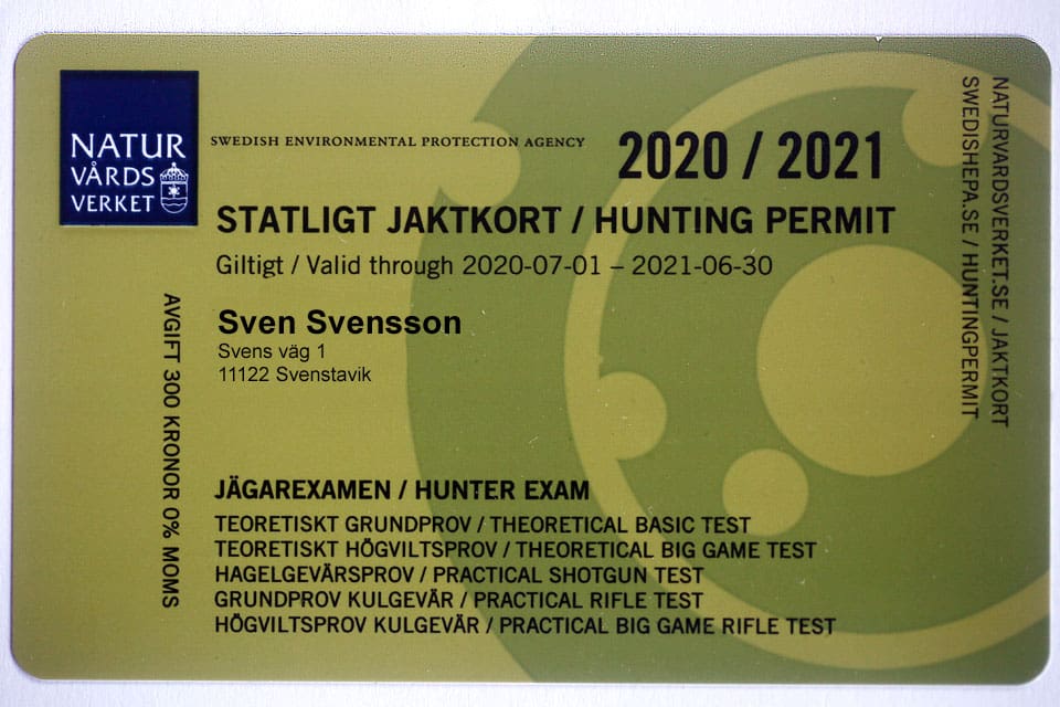 Personnumret saknas och därför är jaktkortet ogiltigt. Nya kommer automatiskt på posten.