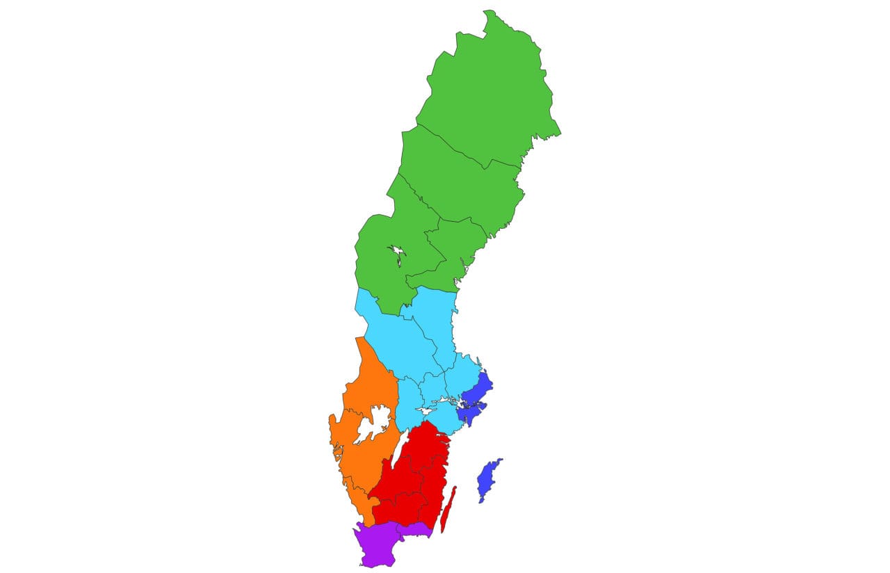Sverigekartan som vi känner den ritas om när länen förvandlas till sex storregioner, enligt ett utredningsförslag.