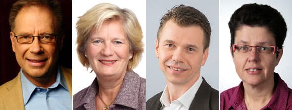 Kritisk kvartett. Bengt-Anders Johansson (m), Anita Brodén (fp), Roger Tiefensee (c) och Irene Oskarsson (kd) tycker att Socialdemokraterna sviker både människor och rovdjursförvaltning genom att säga ner till den nya rovdjurspropositionen.