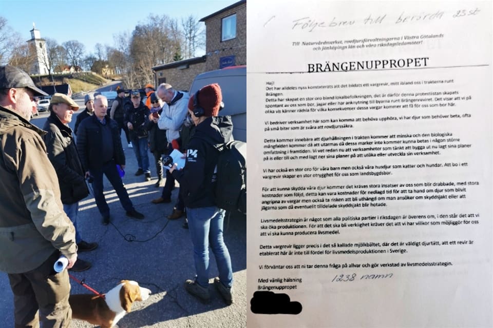 Göran Nilsson, mitt i bild, var en av initiativtagarna till namninsamlingen mot varg.