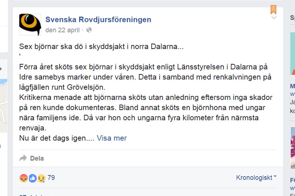 Senaste inlägget på Rovdjursföreningen lades ut för drygt en månad sedan.