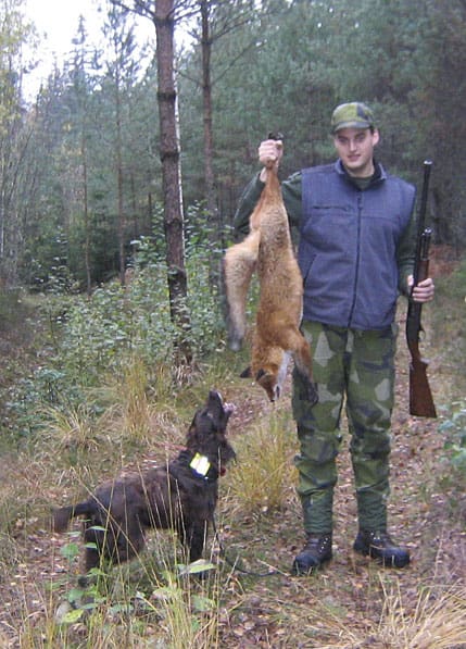 Fredrik Johansson sköt en rävtik tack vare wachteln Jäger.