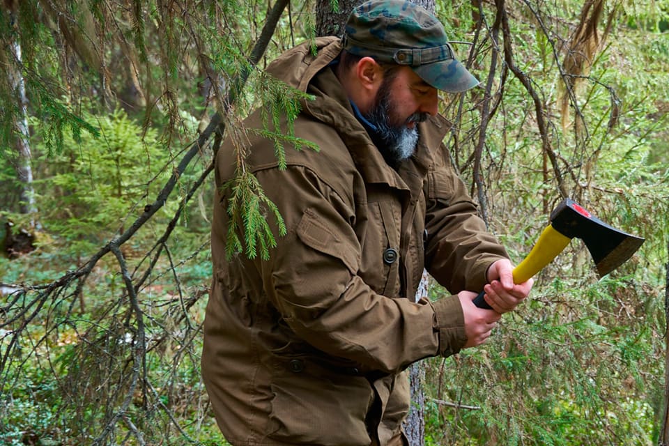 Robert fredade sin tvåårige son med att kasta en yxa. En varg var drygt 15 meter bort på gårdsplanen. När Raseborgspolisen kom till gården var vargen borta. (Arkivbild)
