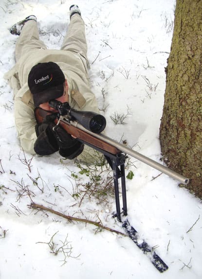 Liggande skytte fungerar mycket bra med Z-aim-stödet.