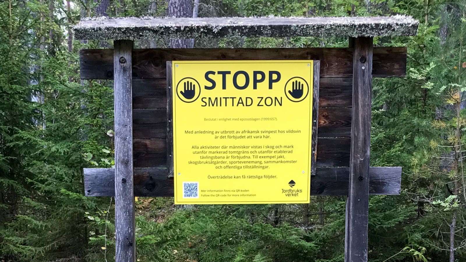 Förbudsskylt Smittad zon.